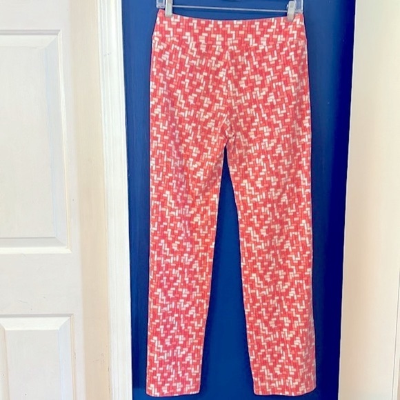 Women’s Coral & White Geometric Print Catalina Cloth Stretch Pull Up Pants Sz XS - Picture 6 of 10